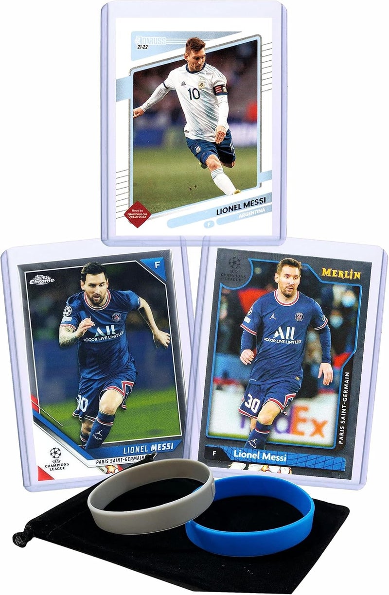 Chaser Lionel Messi (3) Assorted Soccer Cards &/or Sticker Cards Gift Pack - Image 1